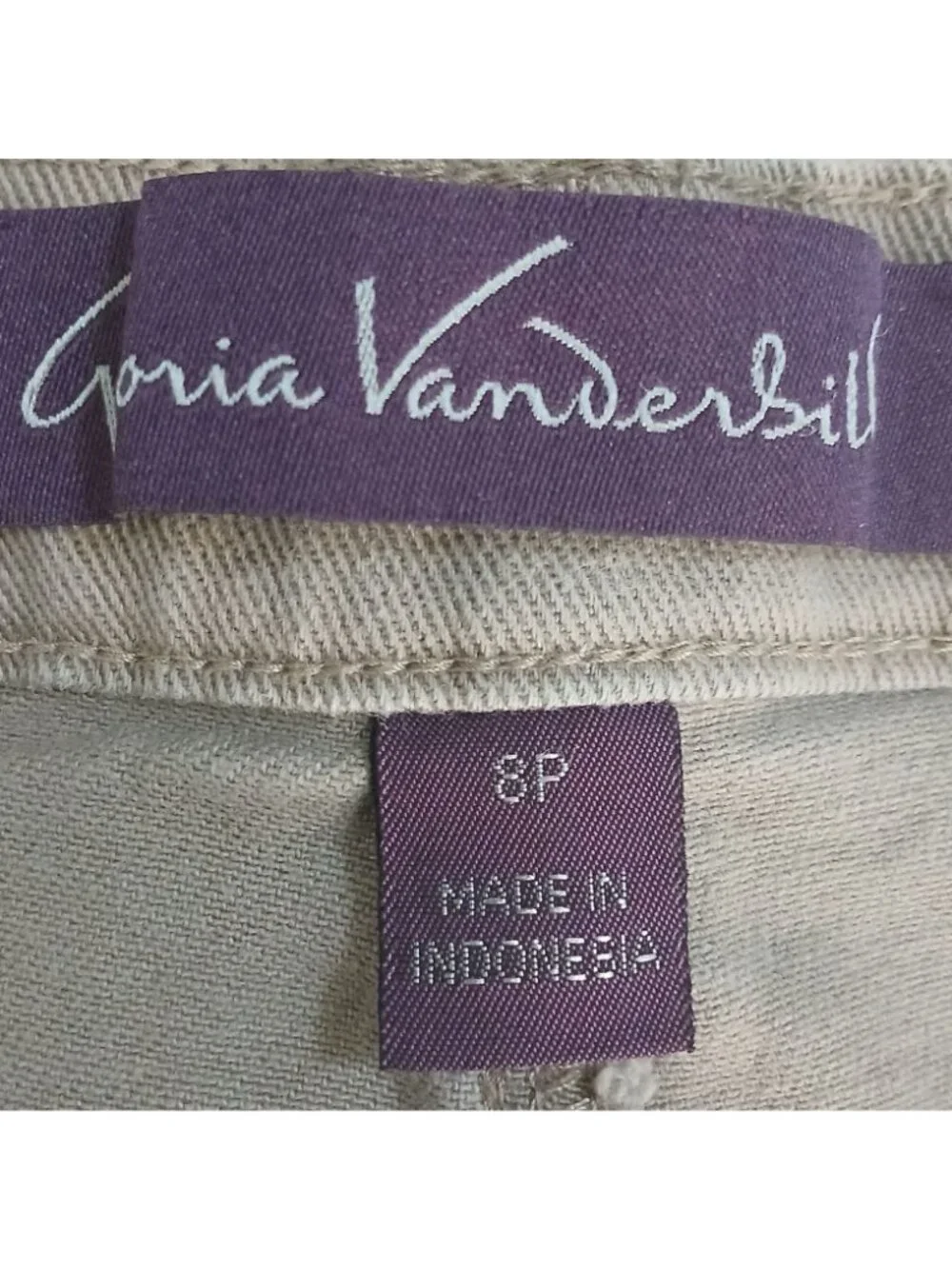 Gloria Vanderbilt Amanda Petite 8P Tan Pants 98% Cotton 2% Spandex #N-25 - Picture 3 of 12